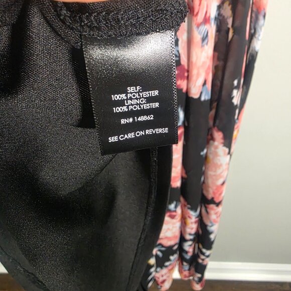 Womens Midi Chiffon Pleated Dress Black Floral Size 1 - Picture 7 of 8